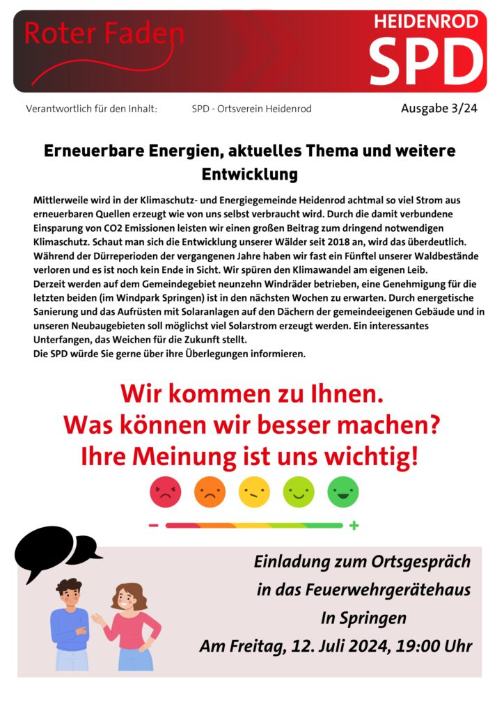 SPD Heidenrod:Einladung zum Ortsgespräch. - Archiv