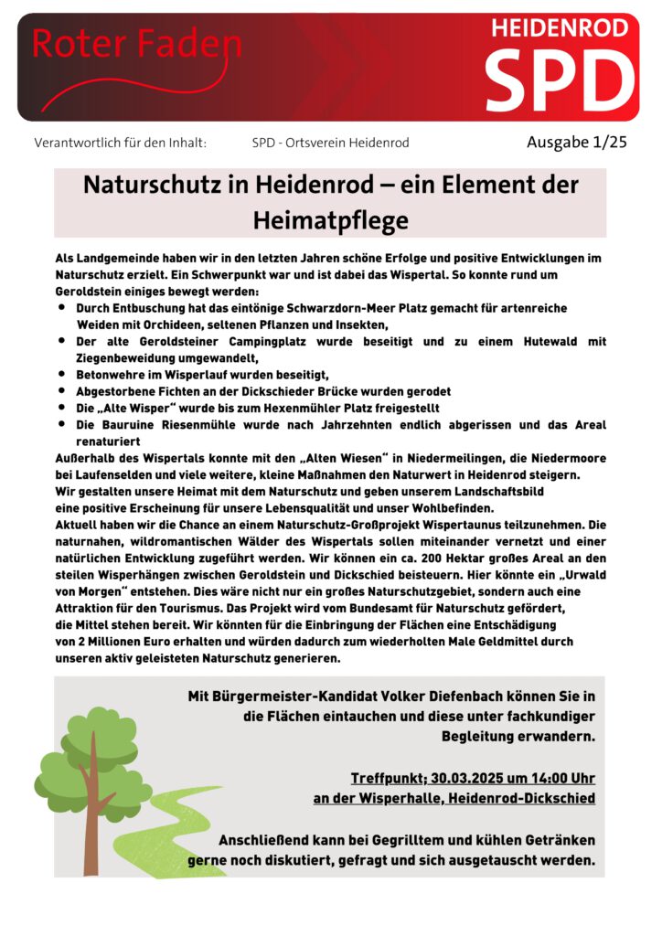 SPD Heidenrod:Erleben Sie mit Volker Diefenbach unseren Urwald von morgen