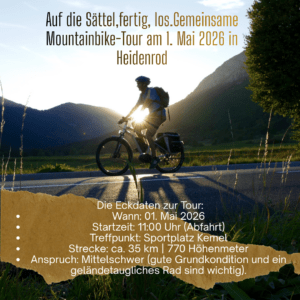 Mehr über den Artikel erfahren Gemeinde Heidenrod: „Auf die Sättel, fertig, los!“ – Gemeinsame Mountainbike-Tour am 1. Mai.2026